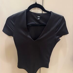 Express Black V-Neck Body Contour bodysuit